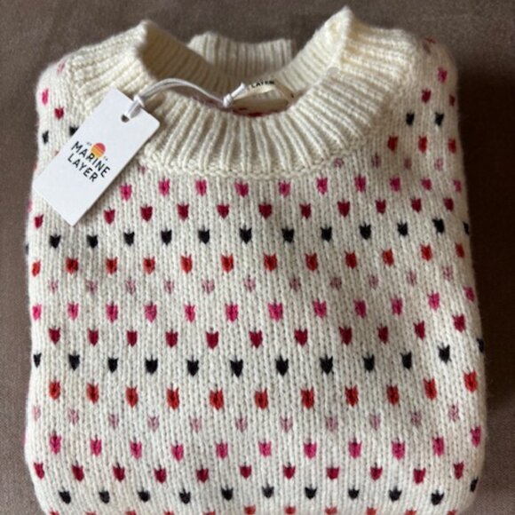 Marine Layer Alma Puff Sweater (Multi), merino wool blend - Picture 2 of 7
